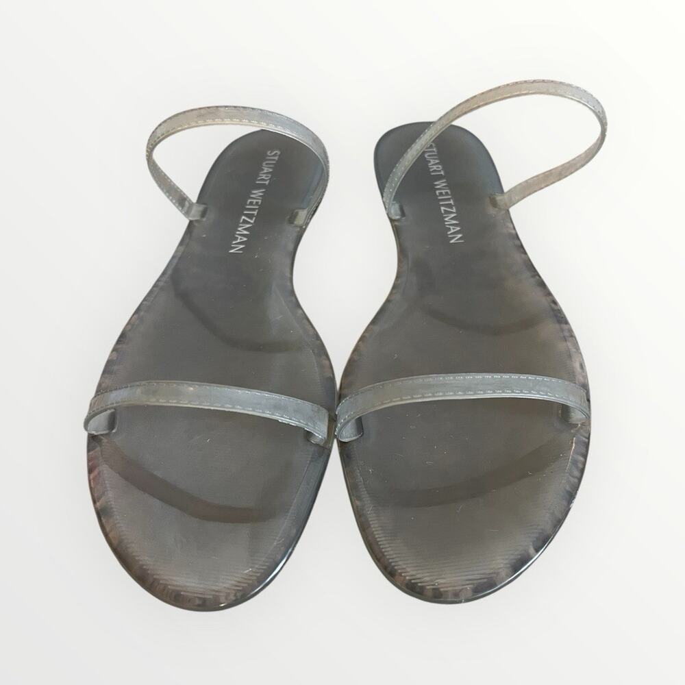 Stuart Weitzman Jelly Sandals US 11B / EU 41.5 Clear Gray Slip On Flat Women’s - Picture 8 of 9